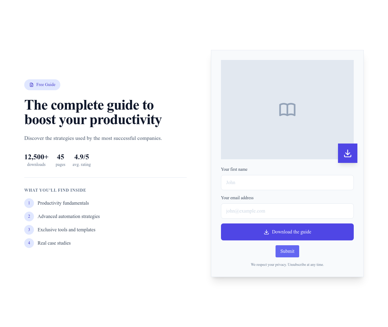 Screenshot of Lead Magnet Download page template