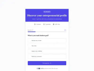 Screenshot of Quiz Lead Capture page template
