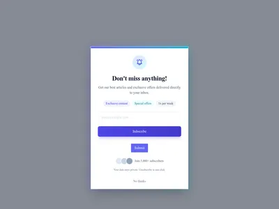 Screenshot of Popup Newsletter Signup page template