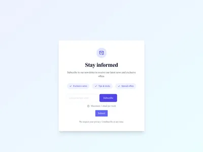 Screenshot of Simple Newsletter page template