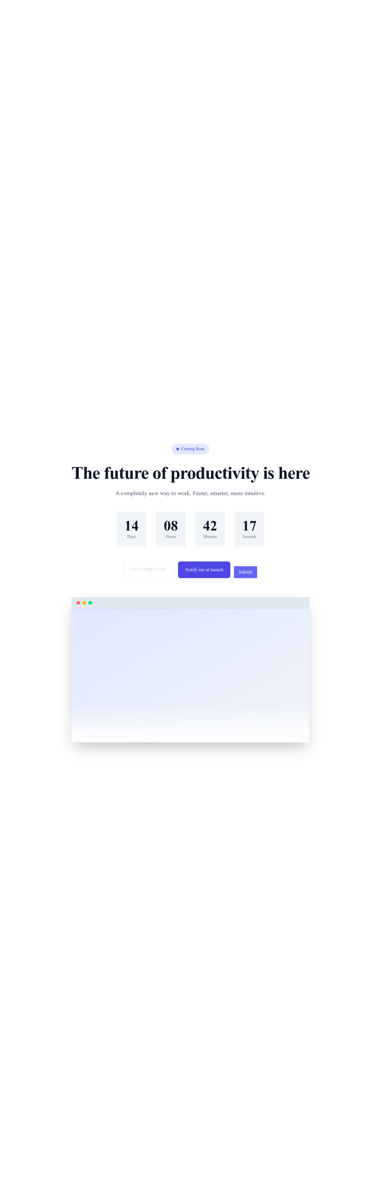 Screenshot of Product Launch page template