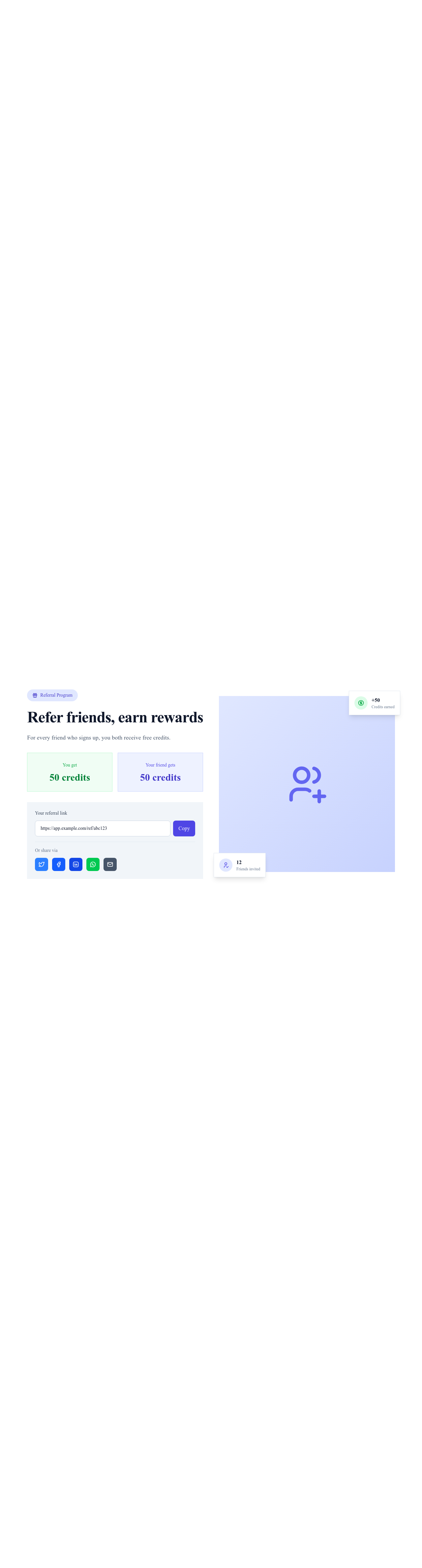 Screenshot of Referral Program page template