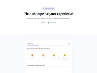Screenshot of Survey / Feedback page template