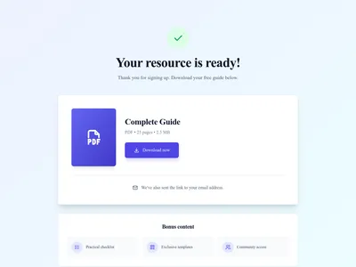 Screenshot of Thank You with Download page template
