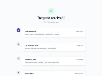 Screenshot of Thank You with Next Steps page template