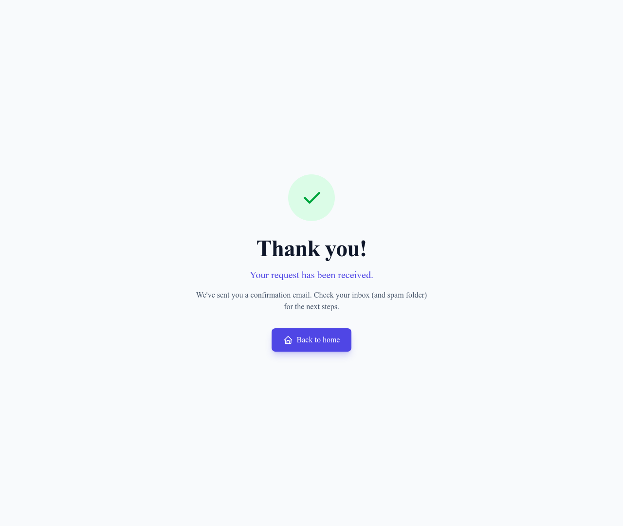Screenshot of Simple Thank You page template