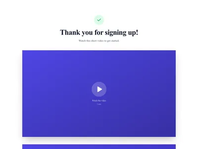 Screenshot of Thank You with Video page template
