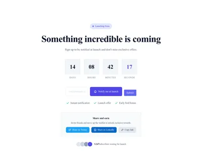 Screenshot of Countdown Waitlist page template