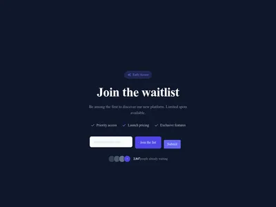 Screenshot of Simple Waitlist page template