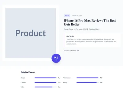 Screenshot of Review Article page template