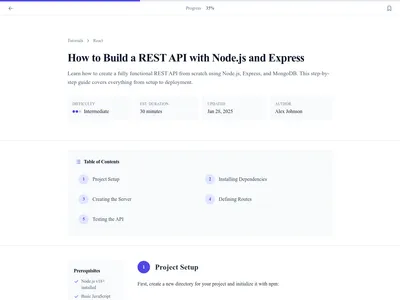 Screenshot of Tutorial Article page template