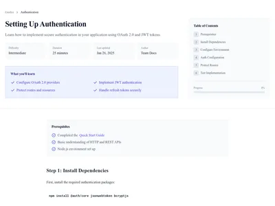 Screenshot of Documentation Guide page template