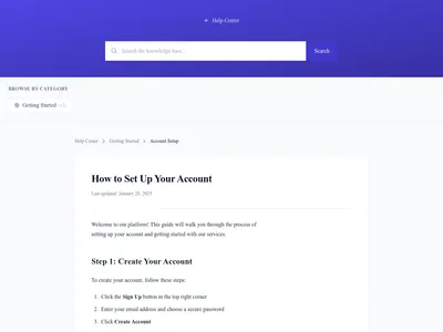 Screenshot of Knowledge Base Article page template