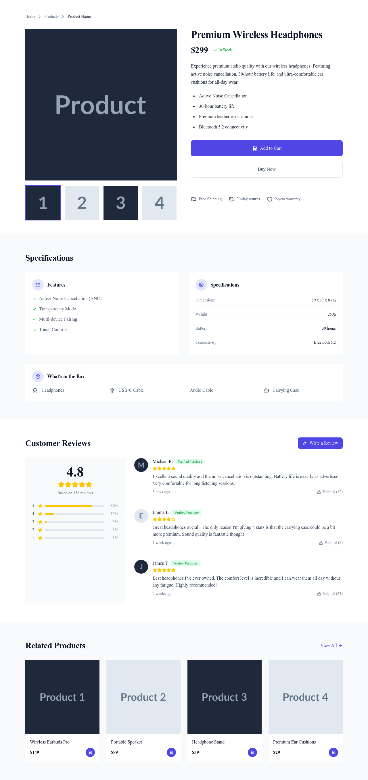 Screenshot of Simple Product page template