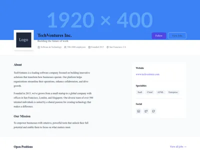 Screenshot of Company Profile page template