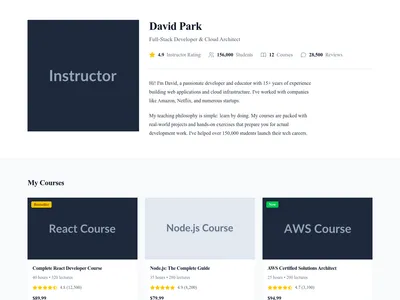 Screenshot of Instructor Profile page template