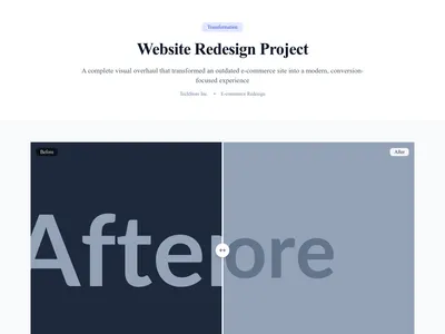 Screenshot of Project Before/After page template