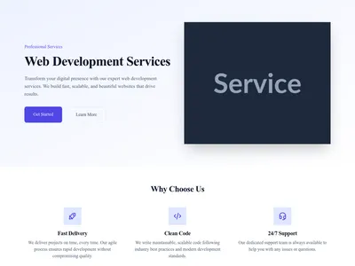 Screenshot of Service Page page template