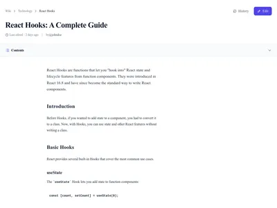 Screenshot of Wiki Page page template
