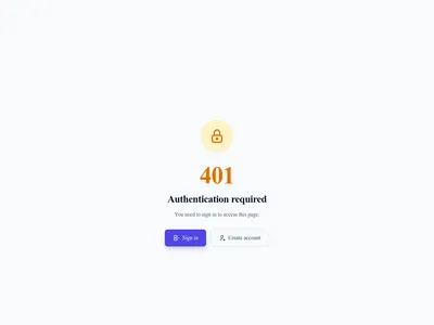 Screenshot of 401 Unauthorized page template