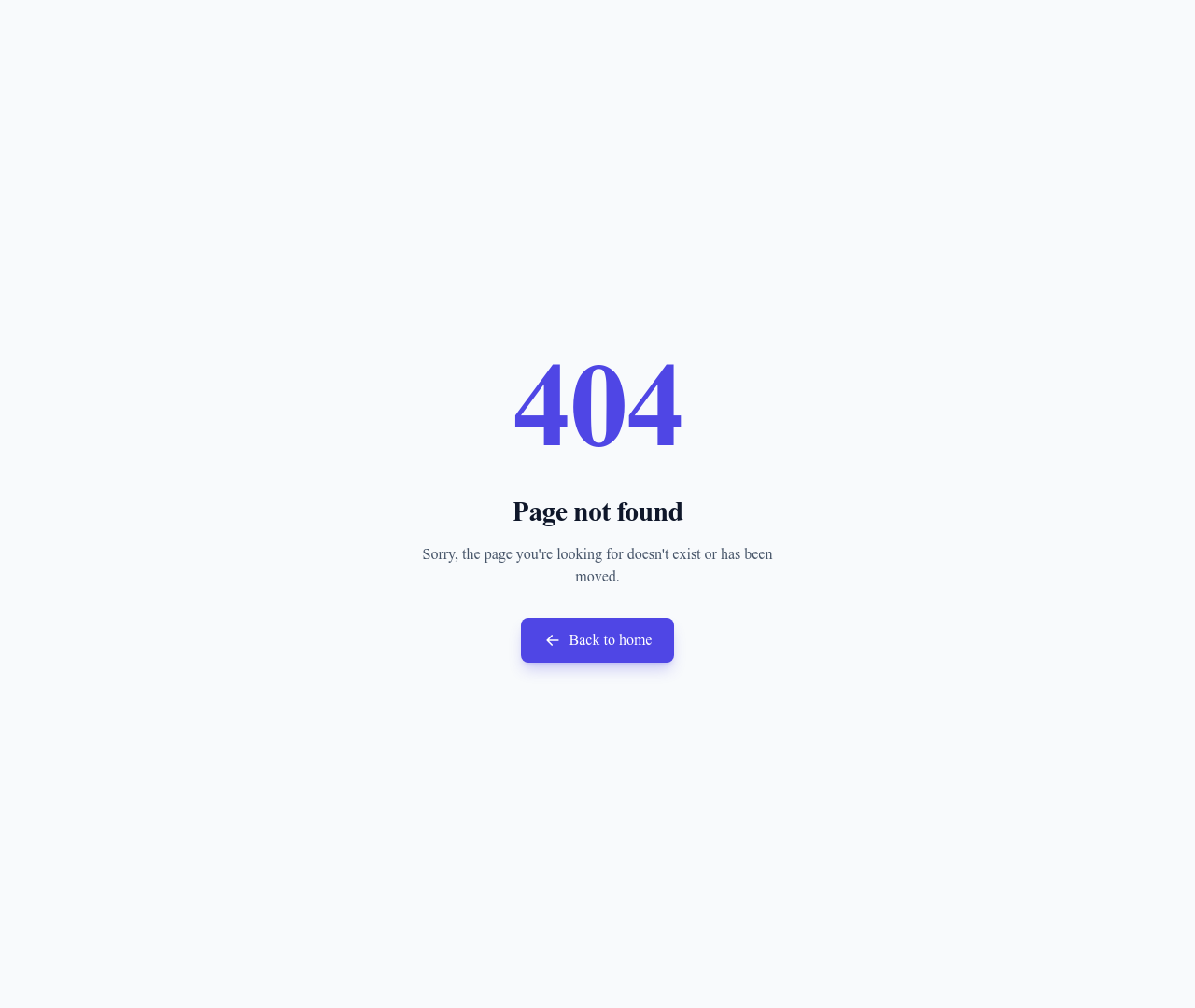 Screenshot of 404 Simple page template