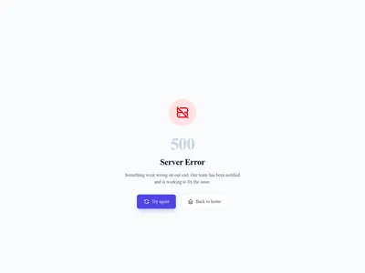 Screenshot of 500 Server Error page template