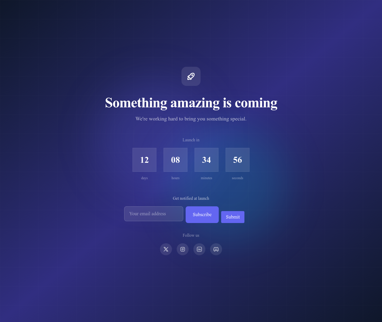 Screenshot of Coming Soon Countdown page template