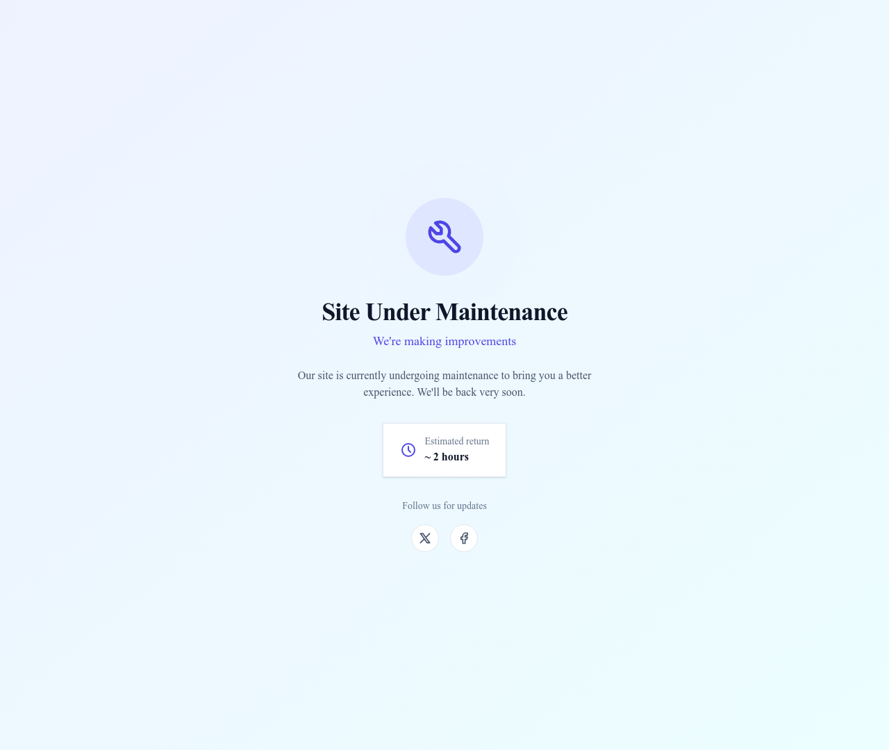 Screenshot of Maintenance Mode page template