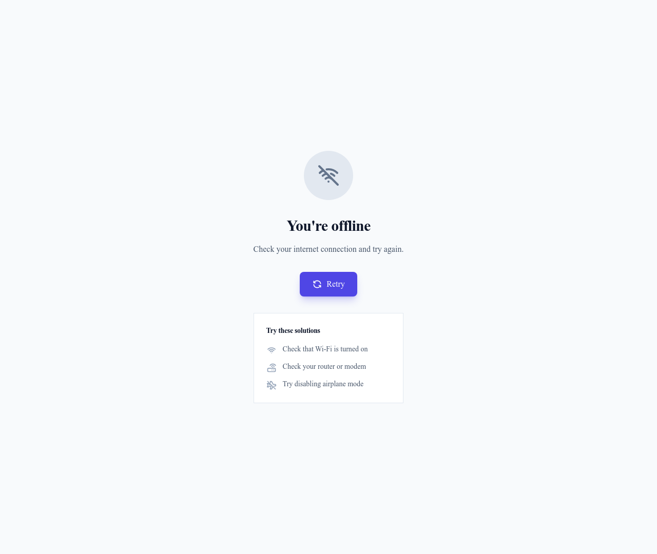 Screenshot of Offline page template