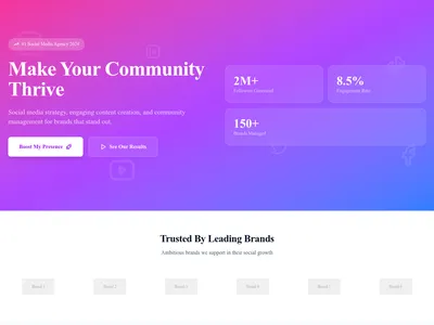 Screenshot of Social Media Agency page template