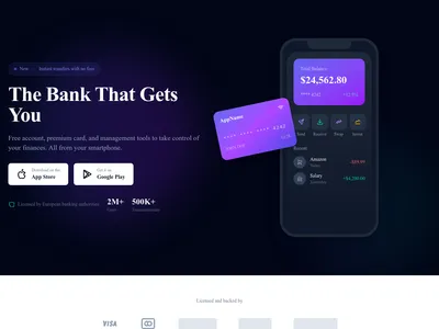 Screenshot of Fintech App page template