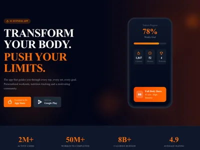 Screenshot of Fitness App page template