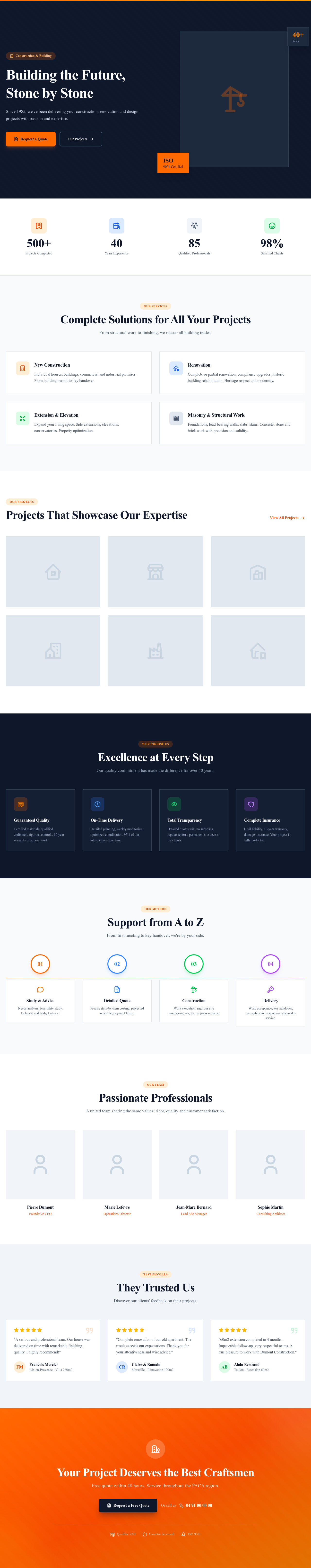 Screenshot of Construction Company page template