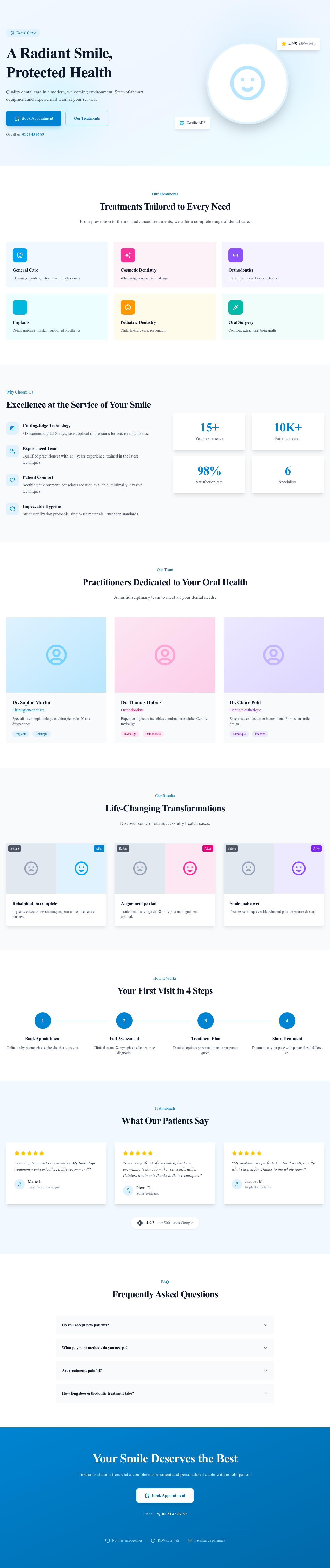 Screenshot of Dental Clinic page template
