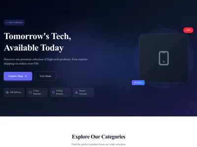 Screenshot of Electronics Store page template