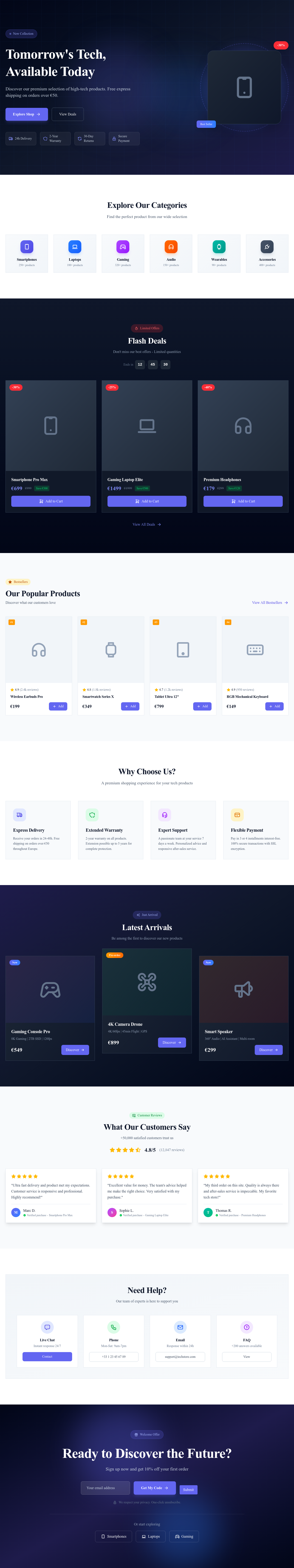 Screenshot of Electronics Store page template