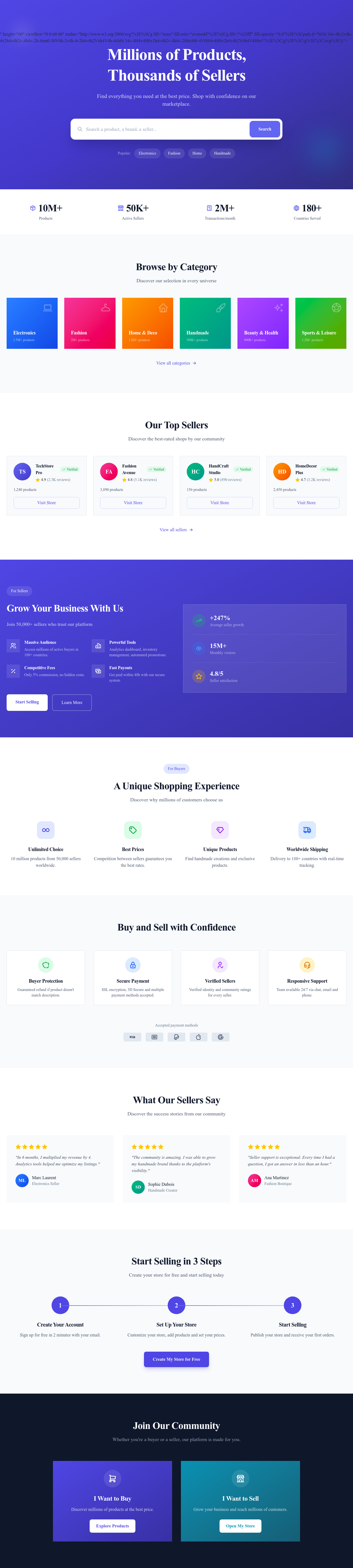 Screenshot of Marketplace page template