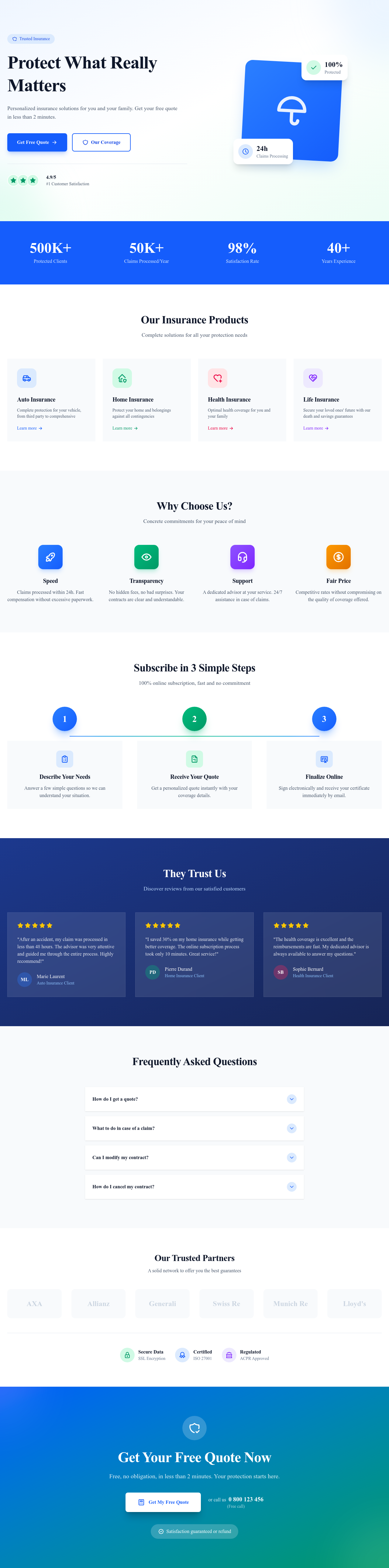 Screenshot of Insurance Company page template