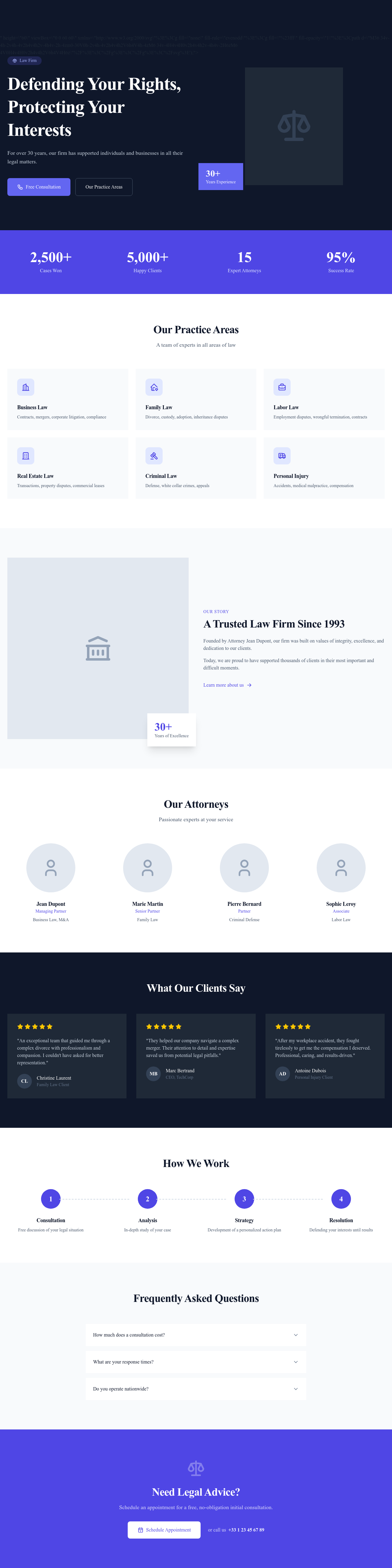 Screenshot of Law Firm page template