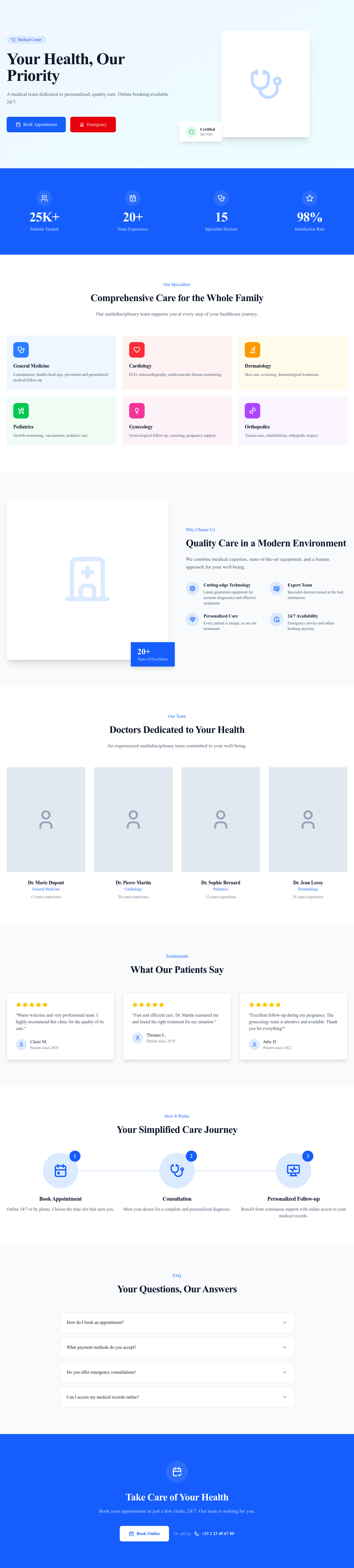 Screenshot of Medical Clinic page template