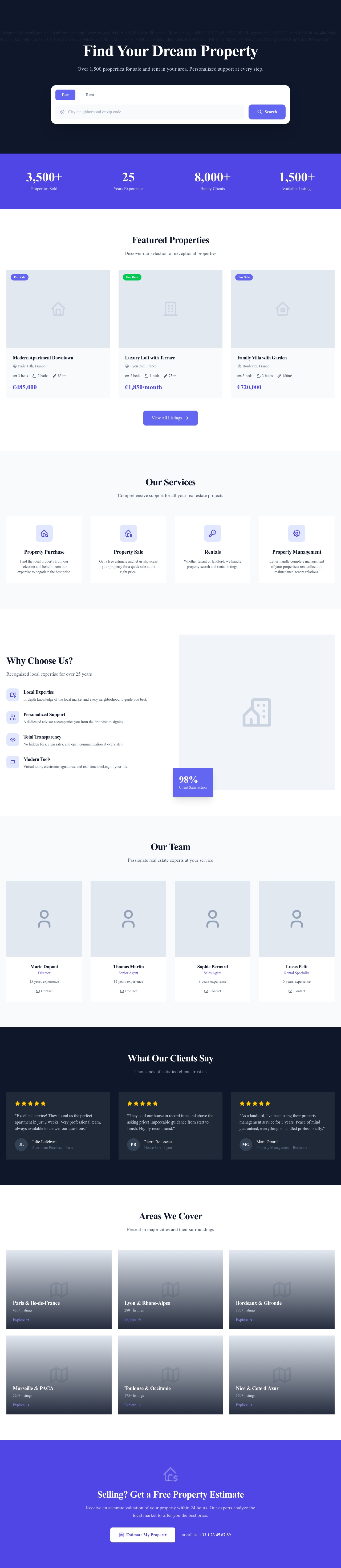 Screenshot of Real Estate Agency page template