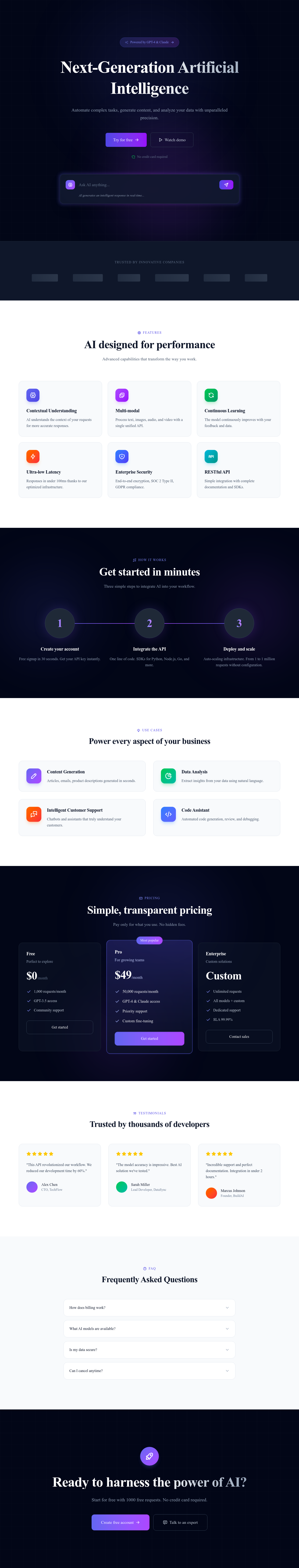 Screenshot of AI Product page template