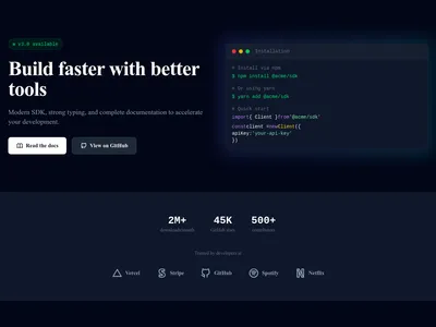 Screenshot of SaaS DevTool page template