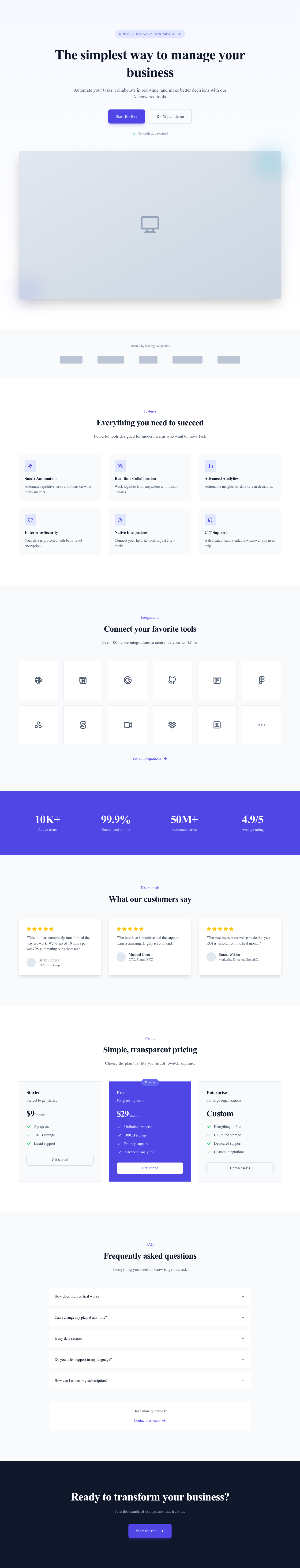 Screenshot of SaaS Modern page template