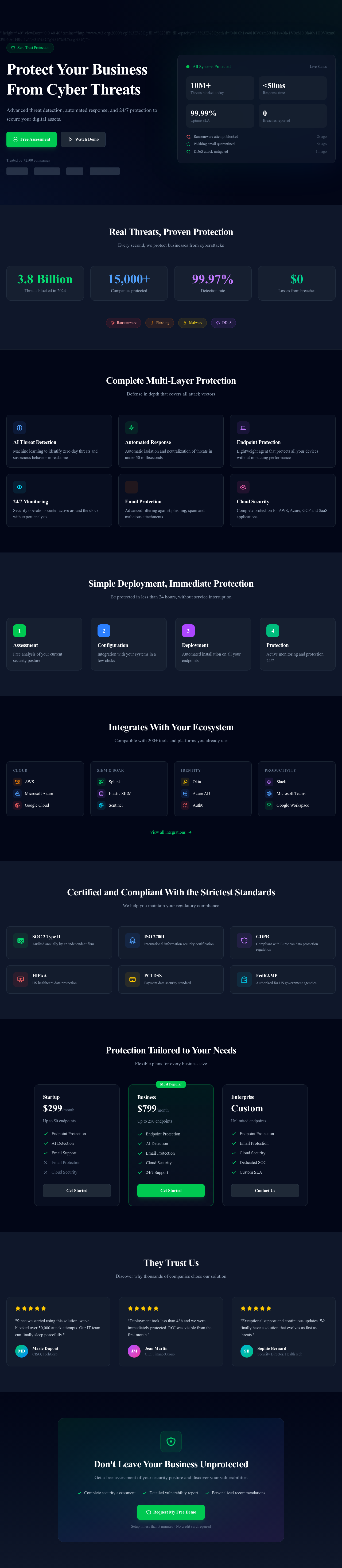 Screenshot of SaaS Security page template