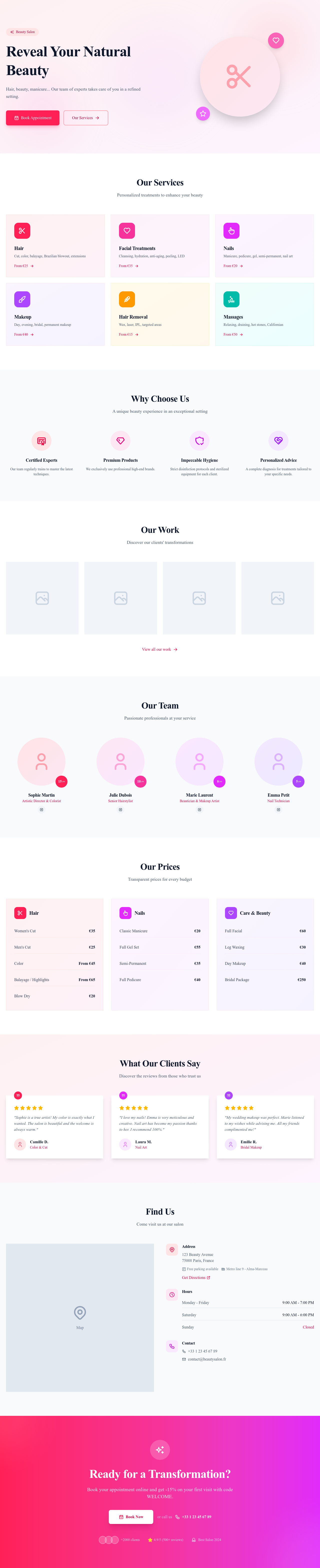 Screenshot of Beauty Salon page template
