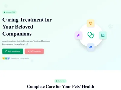 Screenshot of Veterinary Clinic page template