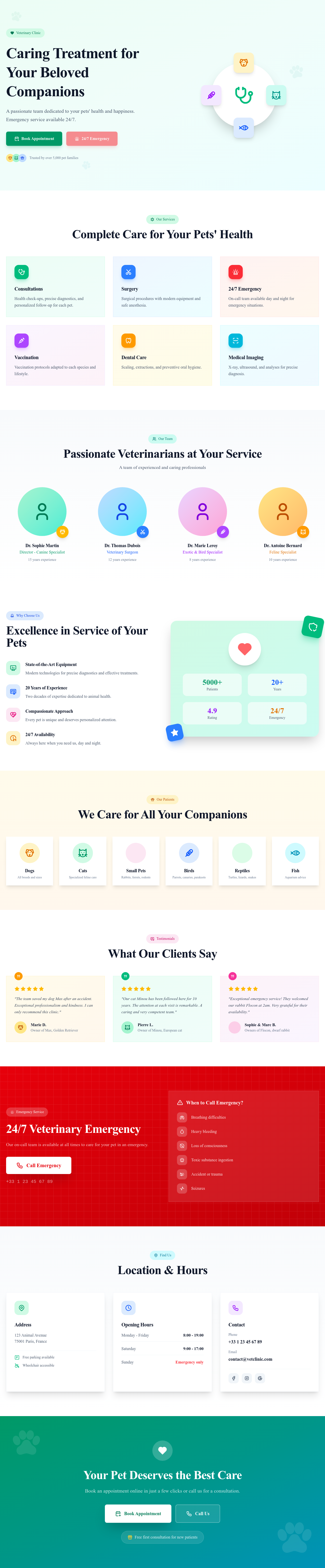 Screenshot of Veterinary Clinic page template