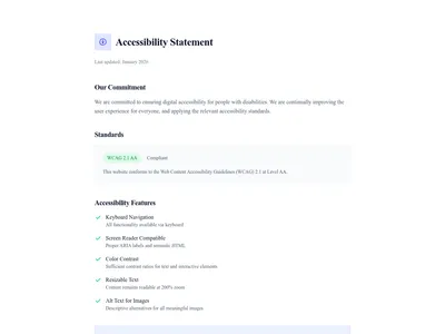 Screenshot of Accessibility page template