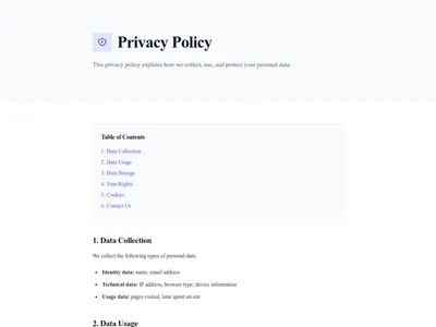 Screenshot of Privacy Policy page template